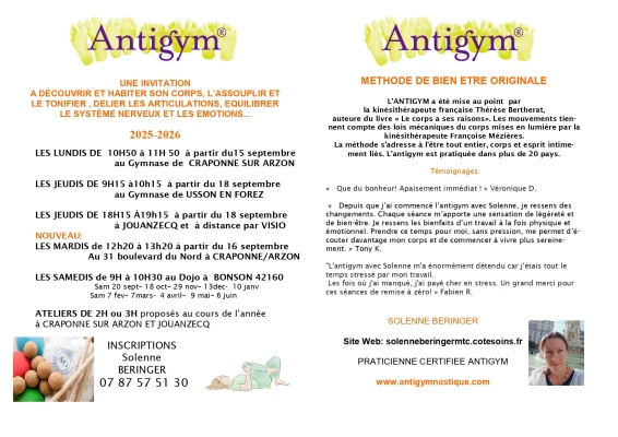 flyer seance, cours antigym, 43 42